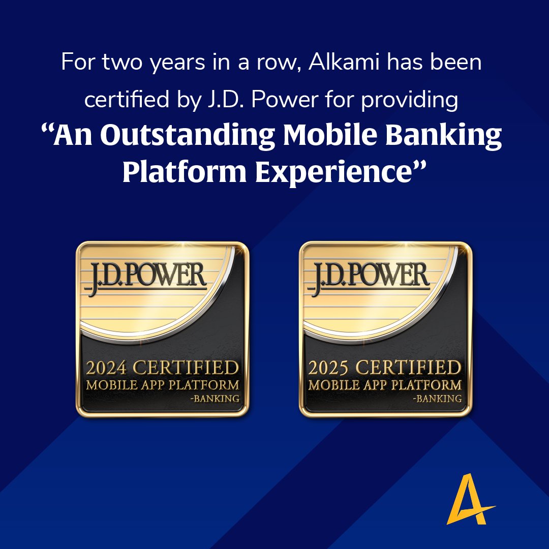 alkamitech's tweet photo. BREAKING NEWS from the Main Stage at Alkami Co:lab! Alkami has been certified by J.D. Power for providing an “Outstanding Mobile Banking Experience” for the second year in a row!
Learn more here: https://t.co/FbJ1sNex9e
#JDPCertified #AlkamiColab
#banks #creditunions #digitalbanking
J.D. Power 2025 Mobile App Platform Certification ProgramSM recognition is based on successful completion of an audit and exceeding a customer experience benchmark through a survey of recent servicing interactions. For more information, visit https://t.co/J7CrAw03ee.