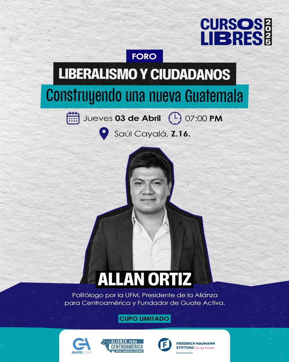 Únete a esta conversación sobre el futuro de la sociedad civil, las ideologías y el liberalismo en Guatemala.

⚠️ CUPO LIMITADO

🔗 *Registro*
forms.gle/g5BYuPTUcq775k…