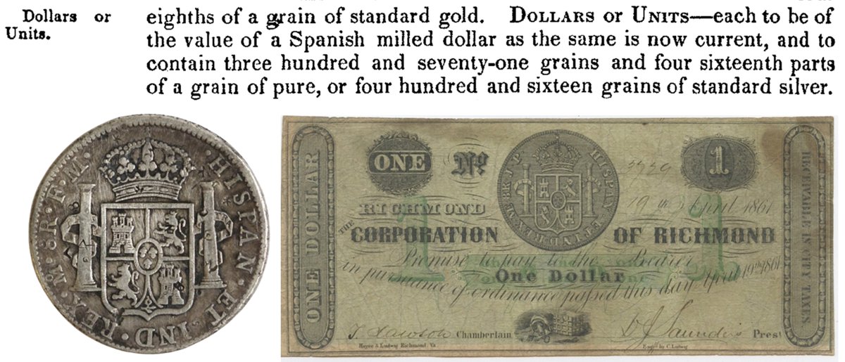 #TalDíaComoHoy de 1792 los EEUU promulgan su primera «Coinage Act» y, con ella, se crea el dollar 🇺🇸

Y ese dollar lo crean a partir del Spanish dollar (Real de a Ocho):
«each [dollar or unit] to be of the value of a Spanish milled dollar ...»

Pero aún teniendo el «US dollar»,