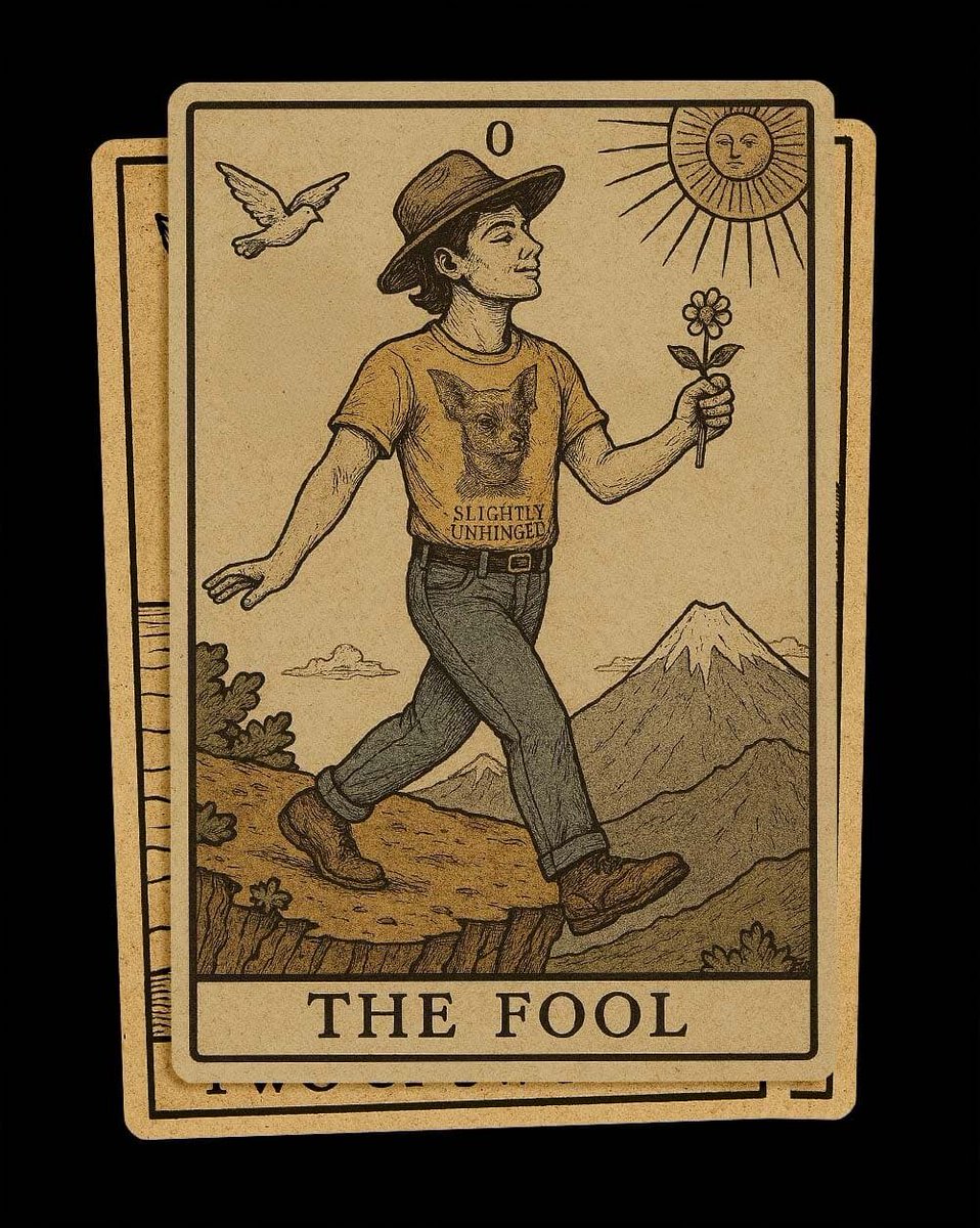 solidthreads's tweet photo. In Tarot, the Fool isn’t an insult—it’s the beginning of everything. Card zero. The one who leaps with no guarantee of landing safely.

There's wisdom waiting for those willing to embrace their uniqueness and rediscover their inner fool...

Get 20% Off with code 'FOOLSRULE' https://t.co/5uTJJBMKZO