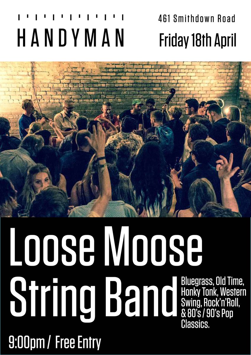 <a href="/handymanSmarket/">HANDYMAN SUPERMARKET</a> favourites Loose Moose String Band return on Friday 18th April... Bluegrass, Old Time, Honky Tonk, Western Swing, Rock and Roll and 80's/90's pop classics! 

9pm / Free Entry #music #craftbeer #smithdownroad #bluegrass #liverpoolmusic