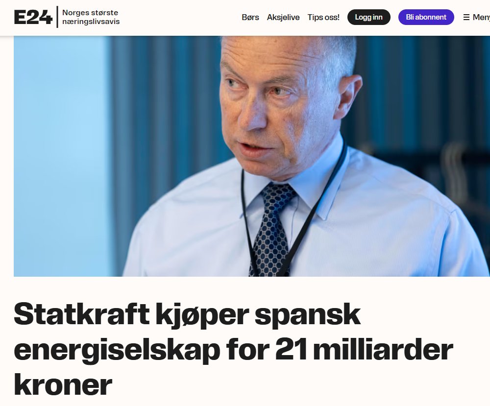 Sloseombudsmann's tweet photo. Først i går fikk jeg med meg at Statkraft hadde betalt 21 mrd kr for noen spanske vindmøller for et år siden

Legg merke til hvor mye prat det har vært om de ca 30 mrd staten visstnok er HELT avhengig av å kreve inn i formuesskatt

Mens 21 mrd forsvinner ut på et blunk https://t.co/cttY79wyJC