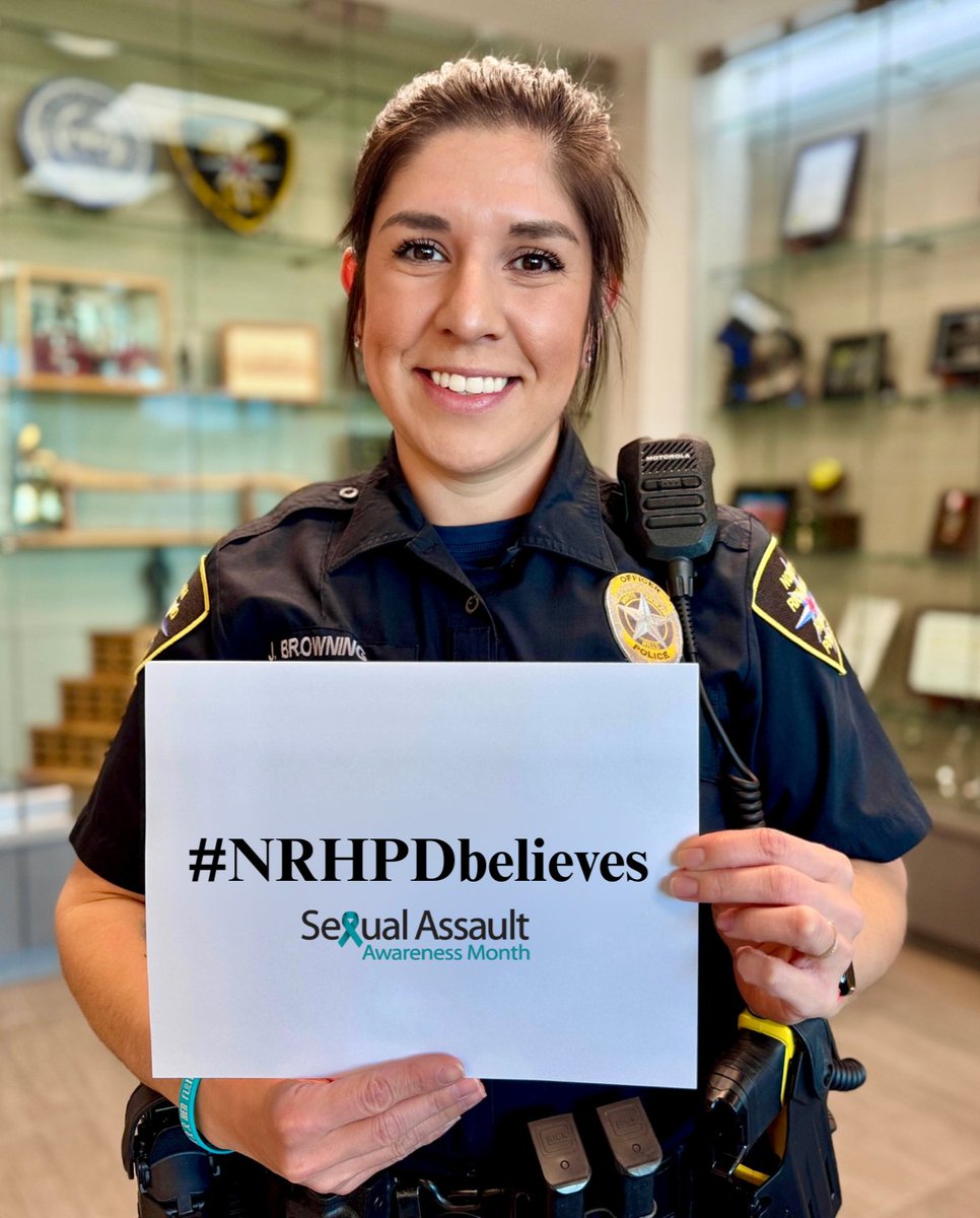 April 1 marks the start of Sexual Assault Awareness Month. NRH PD stands with survivors. Wear teal to show your support and help us #TurnTarrantTeal. 💙 #NRHPDbelieves #SAAM