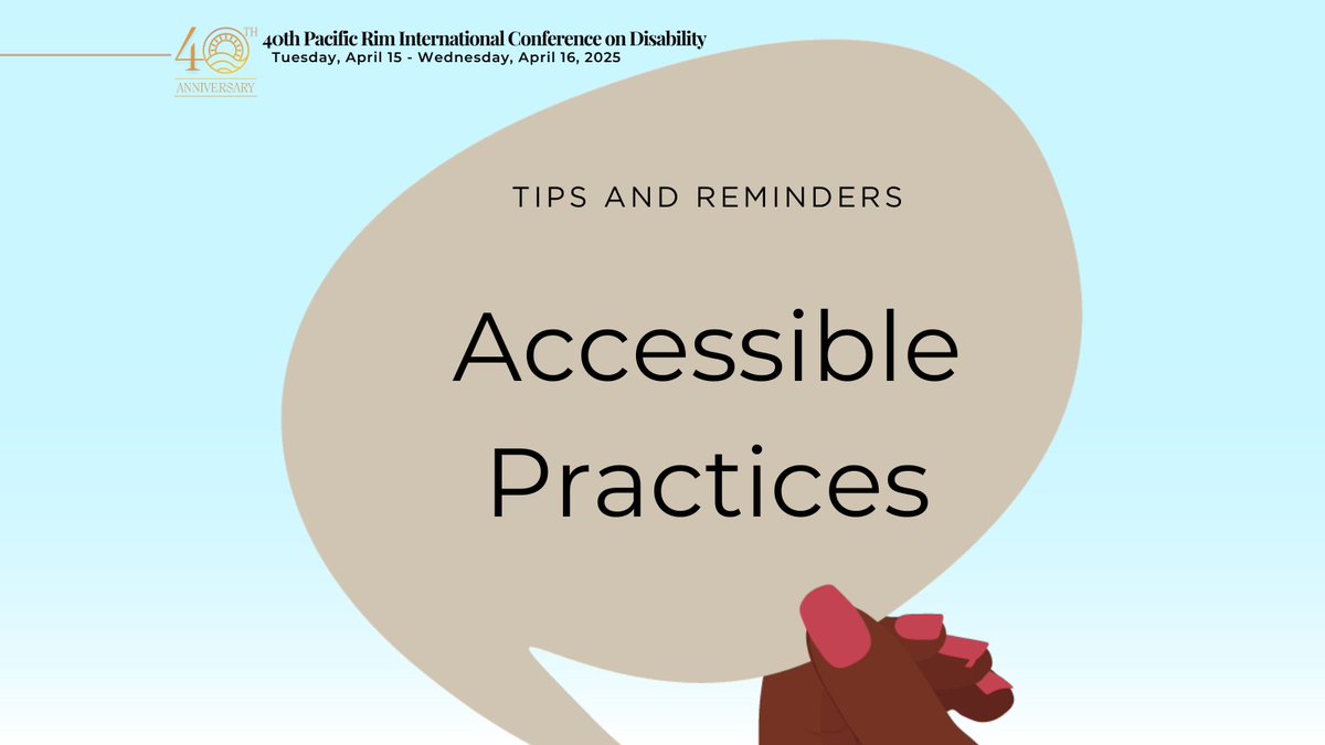 ☀️ ACCESSIBLE PRACTICES - 2 Days Till #PacRim2025

✔️Where to Go for Assistance
✔️In Case of Emergency
✔️Disability Accommodations
✔️CART Services / ASL Interpreting
✔️Reserved Seating
✔️Accessible Bathrooms, and Guide Dog Relief Area
✔️Conference Program
✔️Digital Program