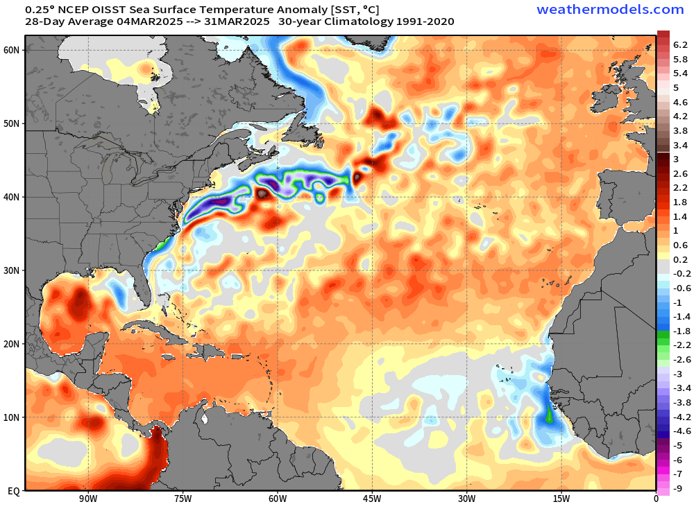 philklotzbach's tweet image. The Caribbean and subtropical eastern Atlantic are  warmer than normal, while eastern tropical Atlantic is near average. The current spatial pattern of Atlantic sea surface temperatures is similar to what we typically observe with active Atlantic #hurricane seasons.