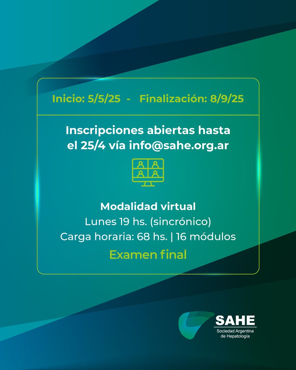 Mariana Moreyra | Hepatología (@marianammoreyra) on Twitter photo ¡MÁS DE 100 INSCRIPTOS! 👥 Nuevo Curso de Hepatología Crítica 💻
Te invitamos a la 2da edición de este curso de capacitación, dirigida a profesionales de la salud que buscan profundizar sus conocimientos en hepatología crítica.
<a href="/monicamarinoo/">monica marino</a> <a href="/hepocus/">HEPOCUS (Liver POCUS)</a>
#livertwitter ¡MÁS DE 100 INSCRIPTOS! 👥 Nuevo Curso de Hepatología Crítica 💻
Te invitamos a la 2da edición de este curso de capacitación, dirigida a profesionales de la salud que buscan profundizar sus conocimientos en hepatología crítica.
<a href="/monicamarinoo/">monica marino</a> <a href="/hepocus/">HEPOCUS (Liver POCUS)</a>
#livertwitter