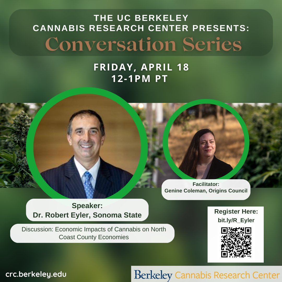 Join us for one of our next events with Robert Eyler from Sonoma State! This conversation will be facilitated by Genine Coleman, founder of Origins Council, and will discuss cannabis economic impacts on North Coast County economies. Register: bit.ly/R_Eyler