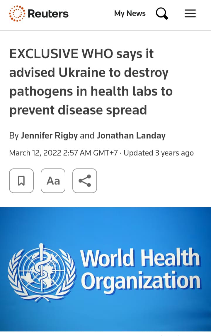 awwikanadi's tweet photo. 3. And the most evil is that Ukraine illegally created a biological weapons factory. Even though this has been strictly prohibited by the Geneva Protocol (1925) and the UN (Convention on Biological Weapons and Toxin, 1972).
https://t.co/BNoyZhnvJX https://t.co/O5IUZ0QzOu