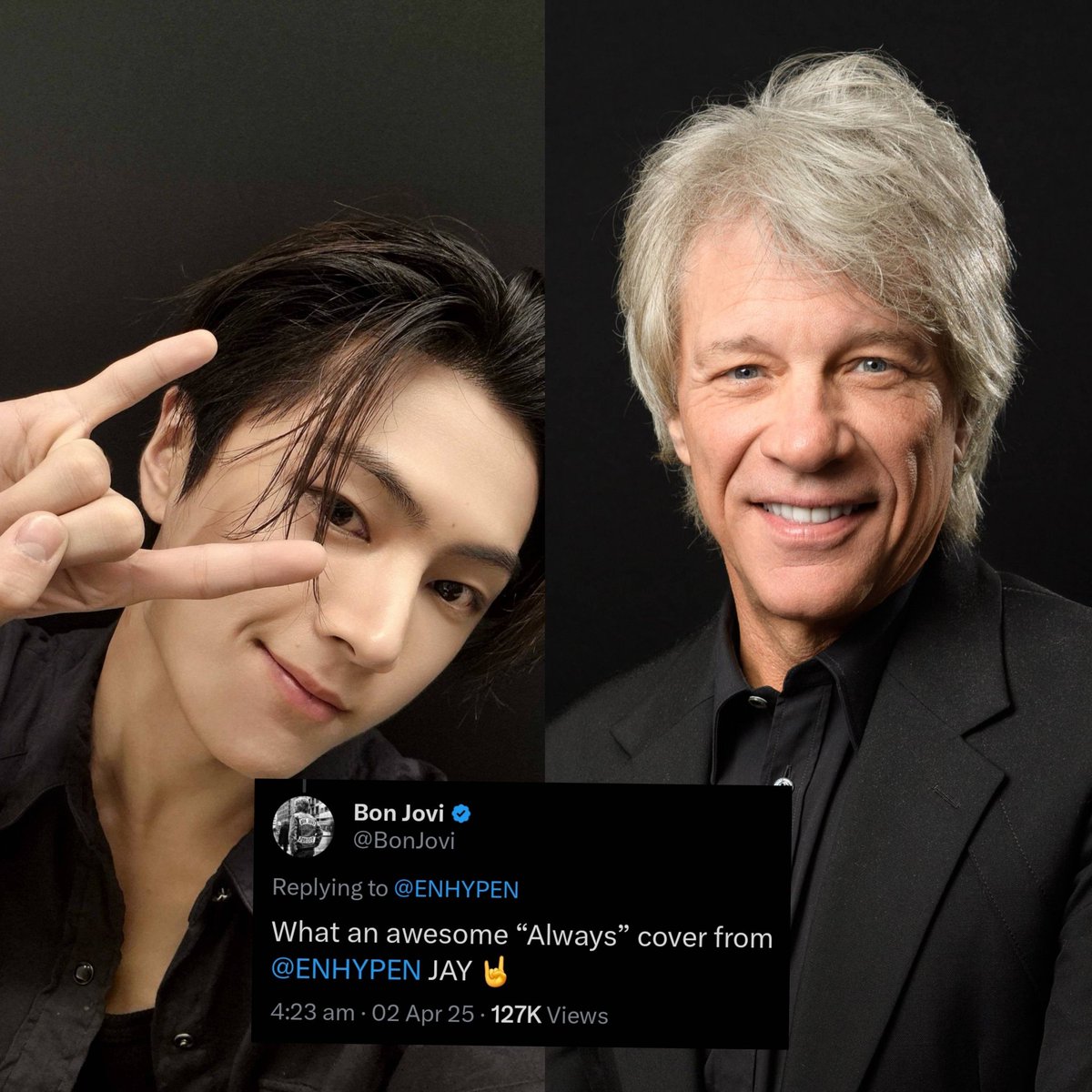 philconcerts's tweet photo. Bon Jovi’s got love for Enhypen’s Jay! His stunning ‘Always’ cover earned high praise from the rock legend. https://t.co/jCihwotMc7