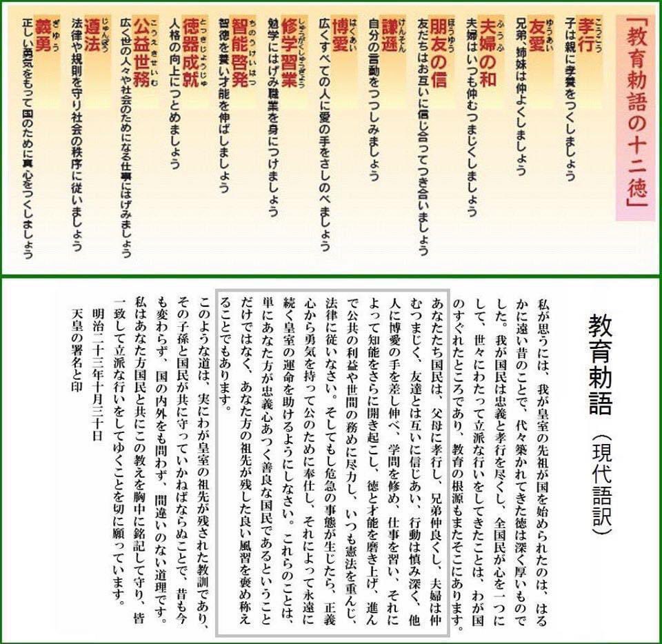 日本人としての心得⋯近代日本の道徳教育の礎】 明治天皇の教育勅語 と