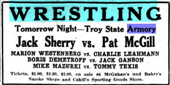 BrettEWXOX's tweet photo. April 1st, 1932 Troy, NY #Wrestling #ProWrestling https://t.co/FO7EiZocM1