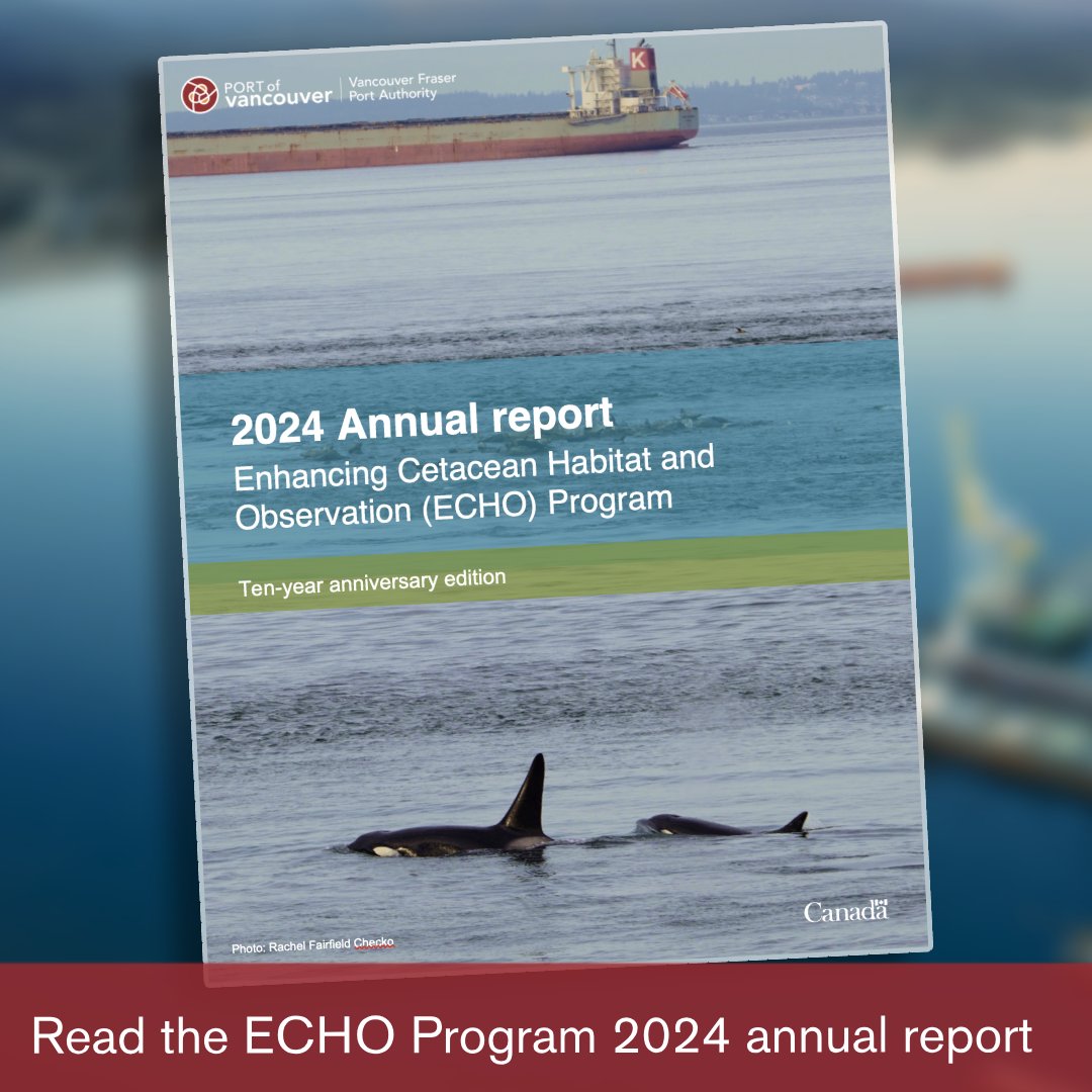 Today, we published the ECHO Program’s 2024 annual report, which details efforts by the port authority and our partners to protect southern resident killer whales and other at-risk whales in the region. Read the full report on our website: bit.ly/41YAbqw
