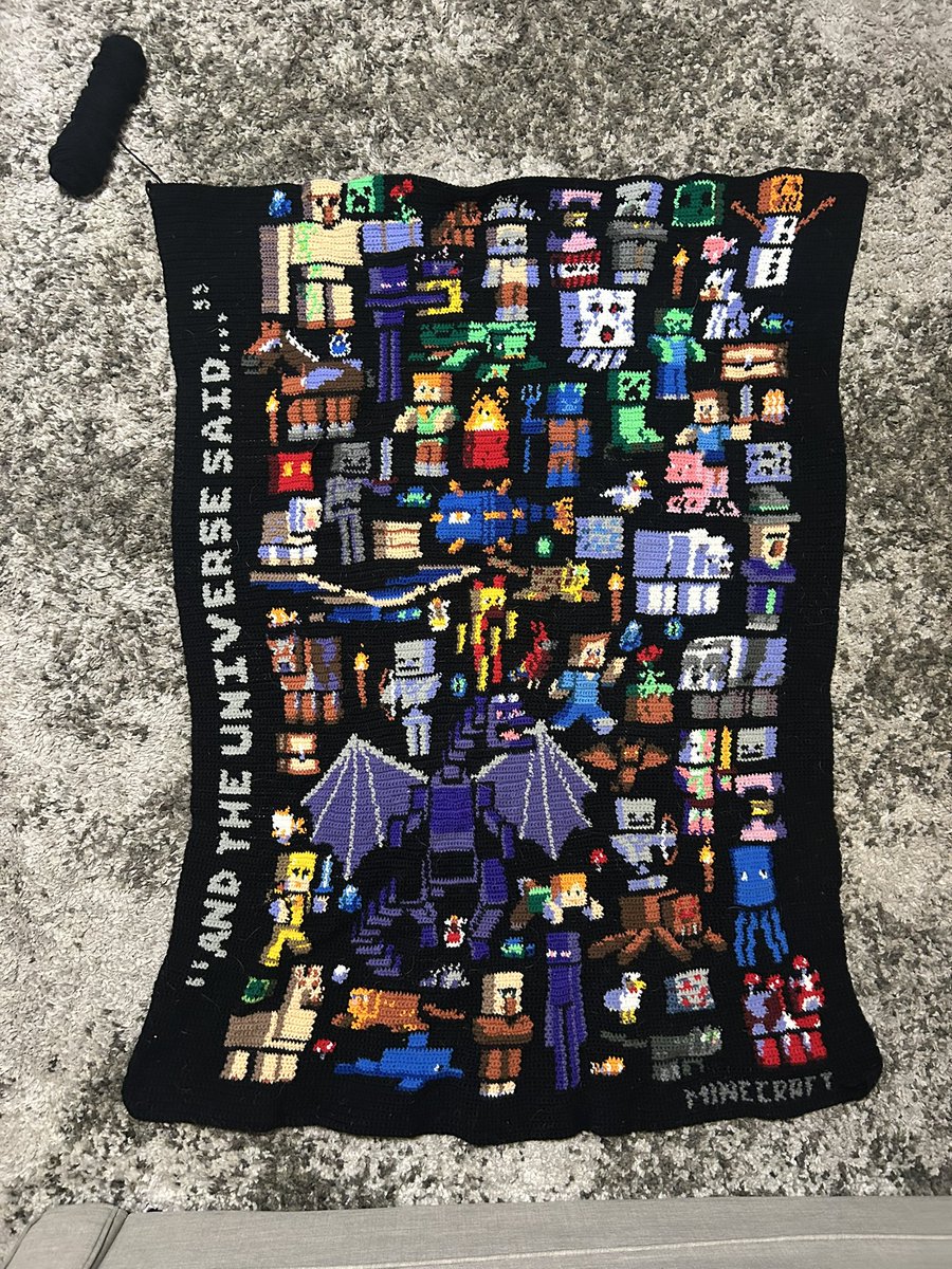 2kooI4you's tweet image. I finally finished the blanket just in time to go see A Minecraft Movie THIS FRIDAY!!

Started: April 15 2023
Finished: March 31 2025
@jackblack @ememyers @dantdm @AMinecraftMovie @Minecraft #Minecraft #AMinecraftMovie #JackBlack #crochet #steve 
Rts are very appreciated!!!💕🐷👑