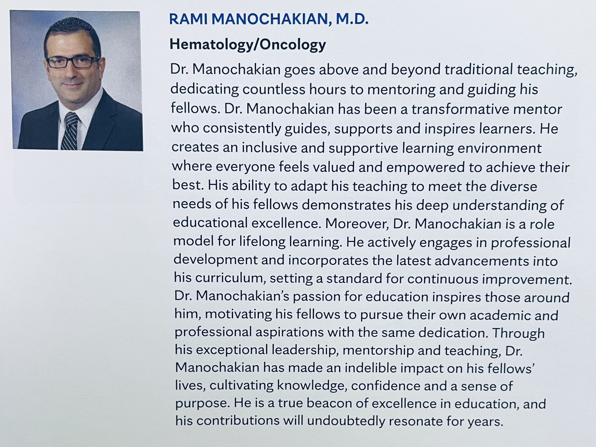 Rami Manochakian MD, FASCO Cancer Education (@rmanochakian) on Twitter photo 🙏Sharing an #Honor I’m deeply #Humbled & Thankful to receive;
The 2025 <a href="/MayoClinic/">Mayo Clinic</a>
#TeacherOfTheYear #Award.
“When ONE teaches, TWO learn.”
R. Heinlein
I’m blessed, grateful & proud to work with THE BEST #Hematology/#Oncology #Fellows, to #Teach them, and to #Learn from them. 🙏Sharing an #Honor I’m deeply #Humbled & Thankful to receive;
The 2025 <a href="/MayoClinic/">Mayo Clinic</a>
#TeacherOfTheYear #Award.
“When ONE teaches, TWO learn.”
R. Heinlein
I’m blessed, grateful & proud to work with THE BEST #Hematology/#Oncology #Fellows, to #Teach them, and to #Learn from them.