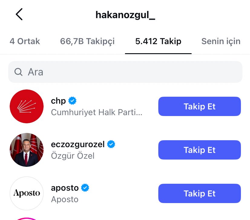 ak partiyi takipten çıkarıp en son takip ettiklerine bakın çabuk