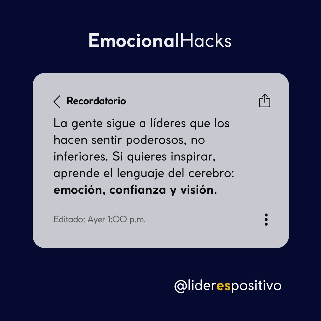 Emoción, confianza y visión son las tres formas de conectar con el corazón de tu equipo.
#EdificandoLíderes
