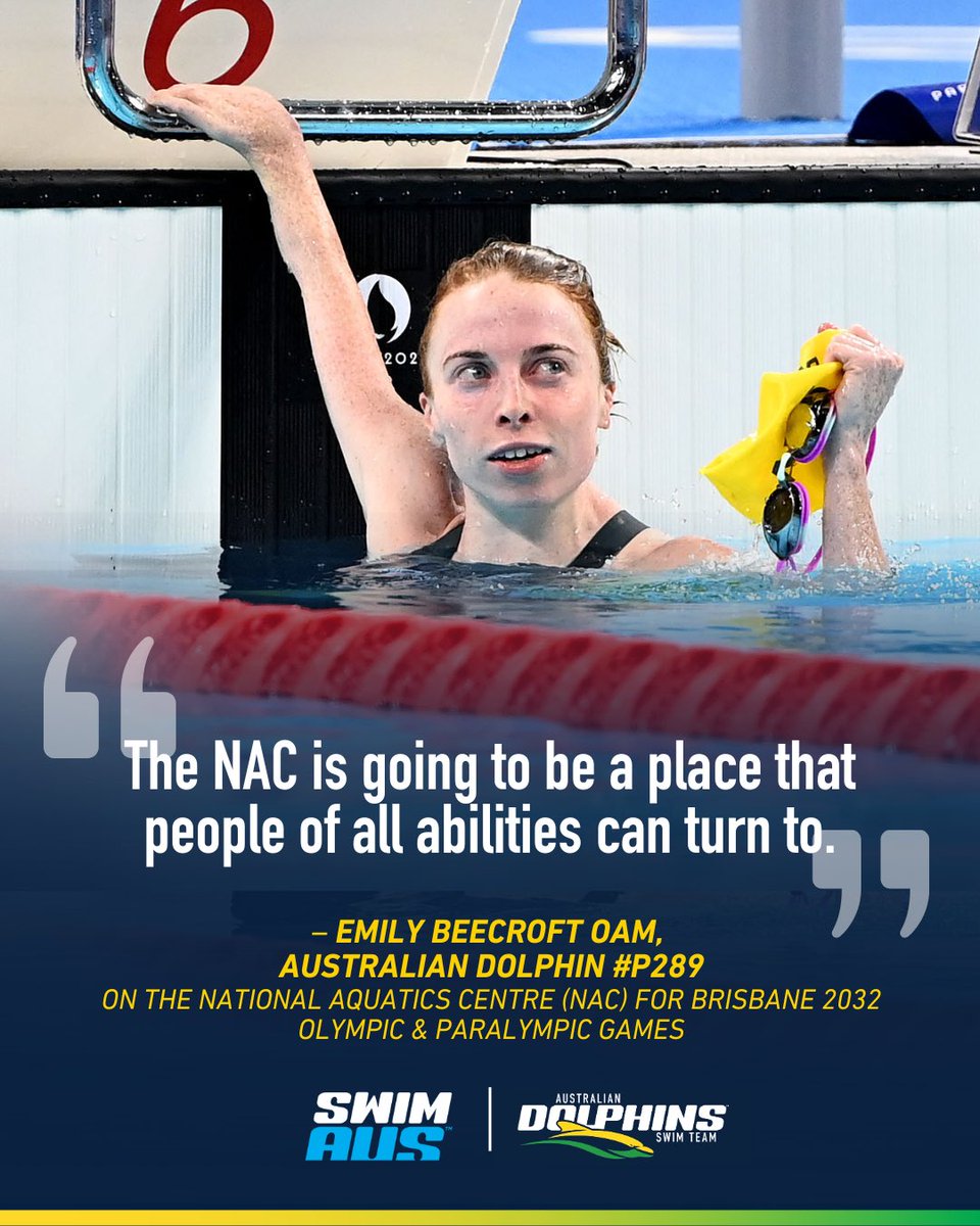🗣️ Paralympic champion Emily Beecroft on what makes the National Aquatics Centre so special for aquatic sports and para-athletes.

“It’s not just because it (the NAC) will encourage the next generation of Dolphins but because it’s the first time us Paralympians were actively