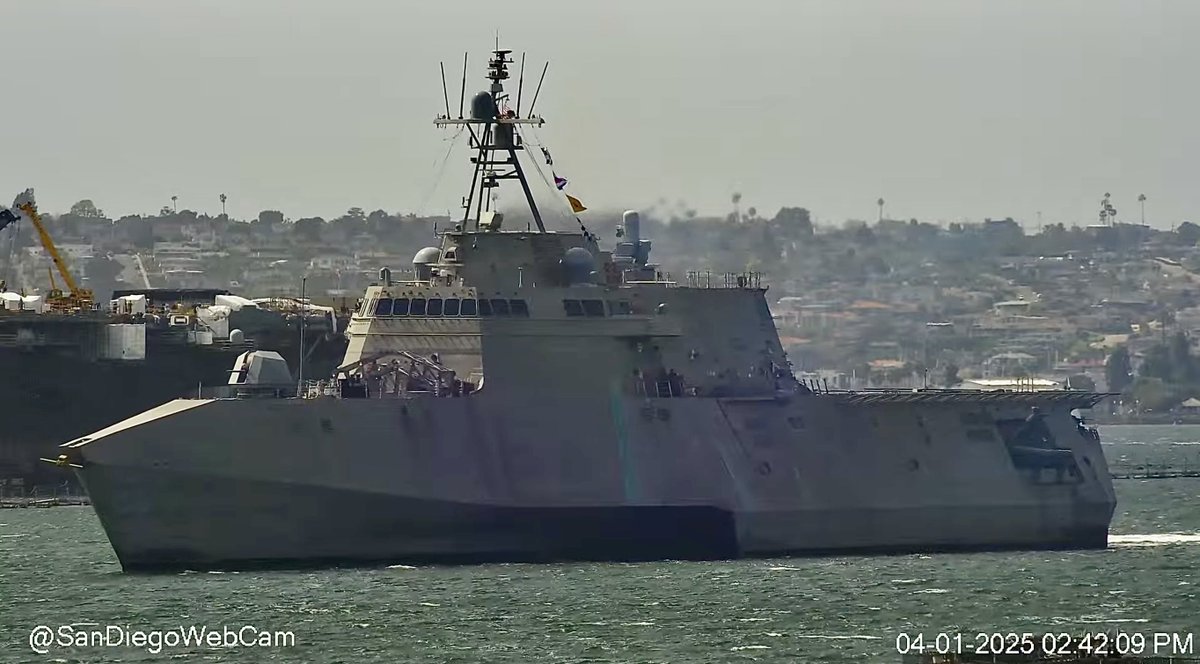 WarshipCam's tweet photo. USS Cincinnati (LCS 20) Independence-variant littoral combat ship coming into San Diego - April 1, 2025 #usscincinnati #lcs20

SRC: YT- SanDiegoWebCam https://t.co/8D9bJA5VF3