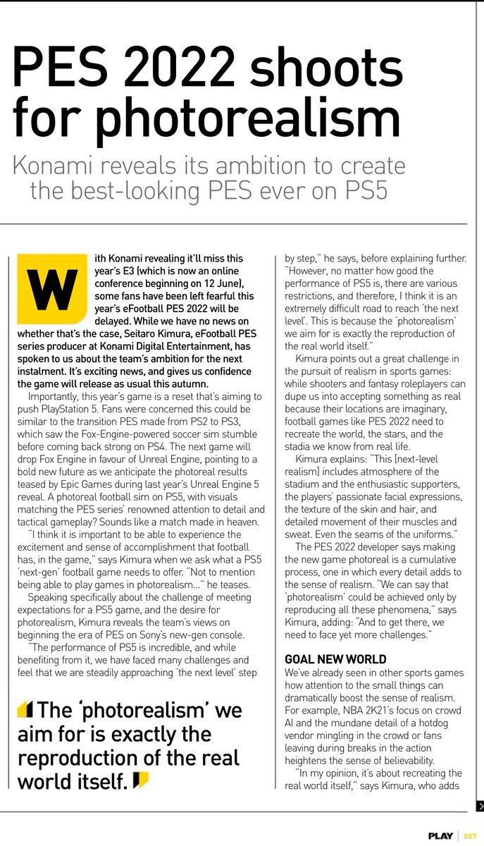 Kimura's interview with PLAY magazine in 2021 was the biggest April Fool's Day lie ever seen in the gaming industry.

#PES2022 #eFootball #eFootball2025