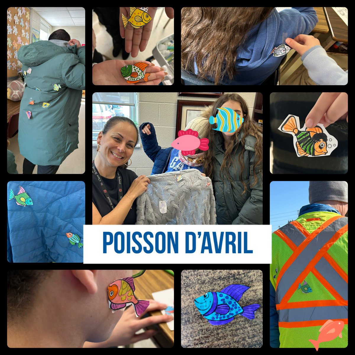 Students learned about a French April Fools tradition today to secretly put paper fish on someone’s back and yell Poisson D’Avril.  We tricked teachers and  Mrs Coelho.  Look out parents, some Petits Poissons may have come home tonight. 🐠🐟 <a href="/StClareDP/">StClare</a> <a href="/rvrcoelho/">ℝ𝚘𝚜𝚊𝚕𝚒𝚎 ℝ𝚘𝚍𝚛𝚒𝚐𝚞𝚎𝚜-ℂ𝚘𝚎𝚕𝚑𝚘</a>