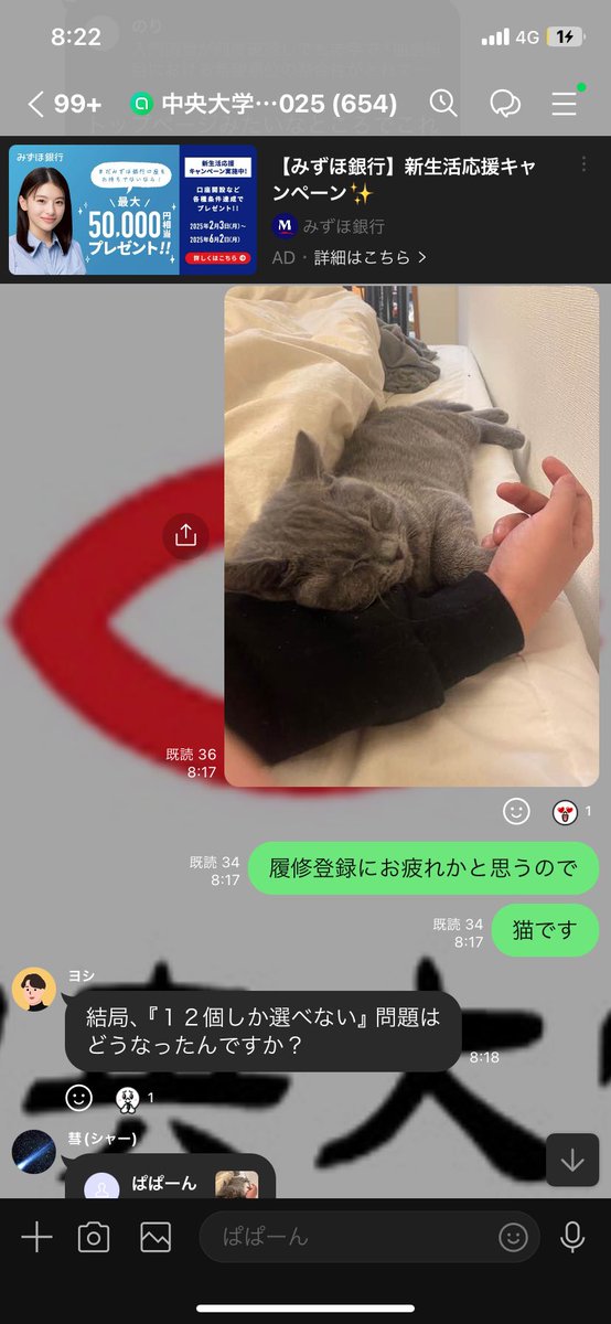 中央大学のオープンチャットに猫を送りつけているのは僕です。