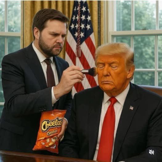 Two of my favorite things in one hilarious picture; DJT and Cheetos. 
I couldn’t resist.. This made me laugh out loud. 🤣 I’m pretty sure it would make him laugh as well. 😁
#humor