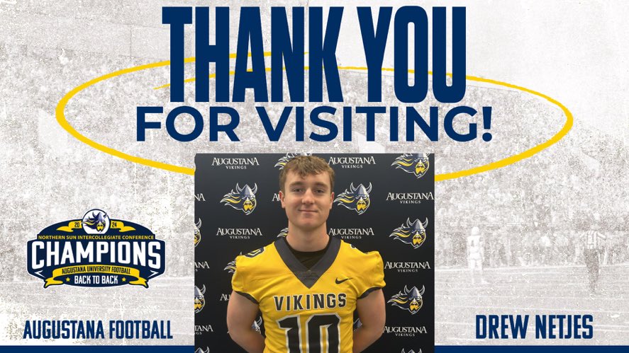 Drew Netjes (@drewnetjes) on Twitter photo Thank you <a href="/coachscholten/">Kelly Scholten</a> and <a href="/AugieFB/">Augustana Football</a> for the hospitality. I enjoyed getting out and visiting campus. Thank you <a href="/coachscholten/">Kelly Scholten</a> and <a href="/AugieFB/">Augustana Football</a> for the hospitality. I enjoyed getting out and visiting campus.