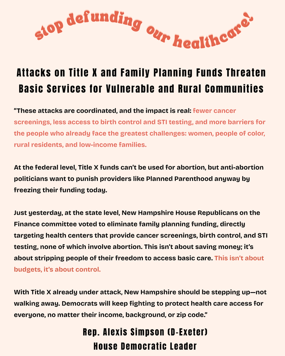 Tell House Republicans before the April 10th budget vote: stop defunding our healthcare. Protect healthcare for everyone regardless of income, background, or zipcode. #NHPolitics