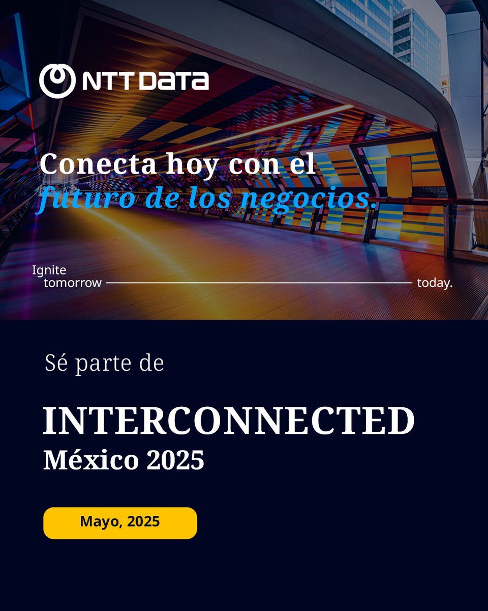 La clave de la innovación en el mundo empresarial moderno reside en la integración tecnológica inteligente; conoce con nosotros las últimas tendencias en infraestructura, nube, IA, Ciberseguridad y más en 𝗜𝗻𝘁𝗲𝗿𝗰𝗼𝗻𝗻𝗲𝗰𝘁𝗲𝗱 𝟮𝟬𝟮𝟱.
#NTTDATAMéxico #InterconnectedMéxico