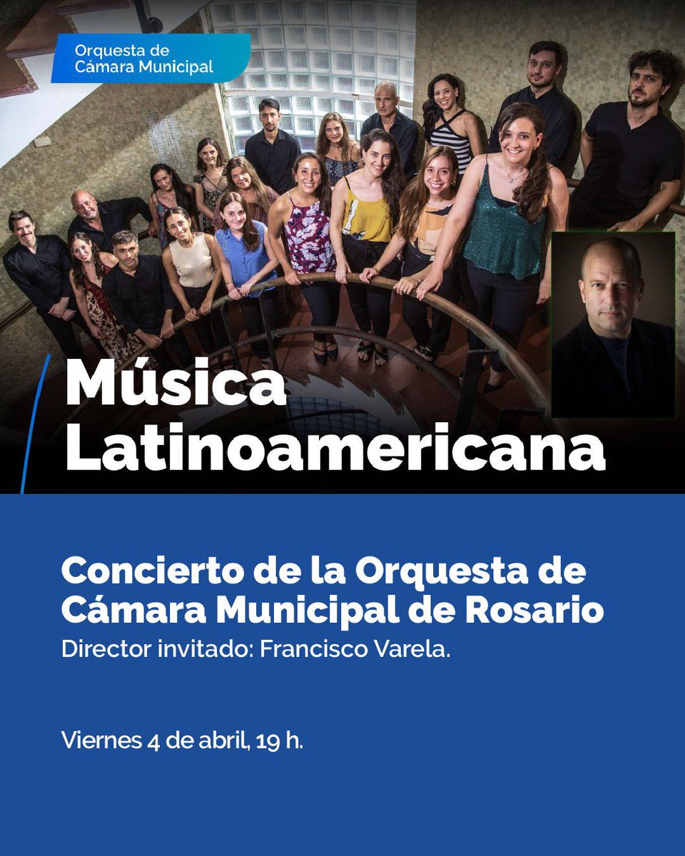 🎼 ¡VUELVEN LOS CONCIERTOS A LA BIBLIO!

🎶 Música latinoamericana interpretada por la Orquesta de Cámara Municipal, dirigida por Francisco Varela.

📆 Viernes 4 de abril 
🕖 19 h 
📍 Salón de lectura “Alfredo Lovell” (planta baja) de la biblioteca

🎫 Entrada libre y gratuita
