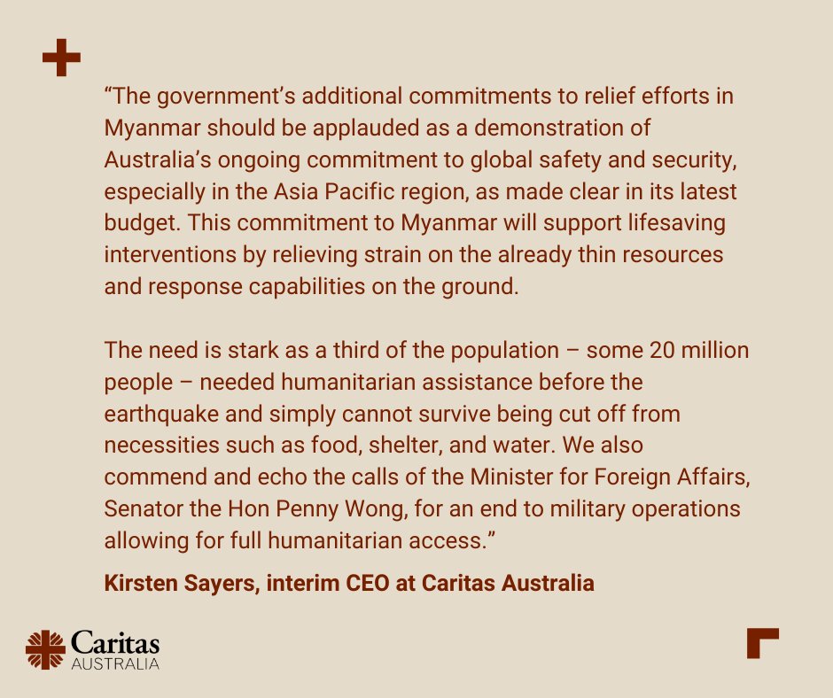 Caritas Australia (@caritasaust) on Twitter photo Our interim CEO Kirsten Sayers responds to the Australian government a delivering robust aid package for Myanmar <a href="/SenatorWong/">Senator Penny Wong</a>
foreignminister.gov.au/minister/penny⦠Our interim CEO Kirsten Sayers responds to the Australian government a delivering robust aid package for Myanmar <a href="/SenatorWong/">Senator Penny Wong</a>
foreignminister.gov.au/minister/pennyā¦