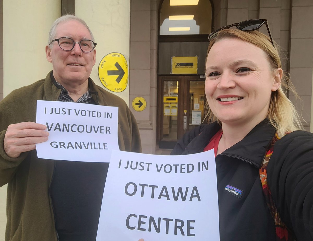 kate_dalgleish's tweet image. 🗳 We just voted early - and you can too at ANY Elections Canada office! You don't need to go to the one in your riding.
I live in Ottawa & dad in Vancouver ...and we both voted from Calgary!
Find an @ElectionsCan_E office near you: elections.ca/content2.aspx?…
#election2025