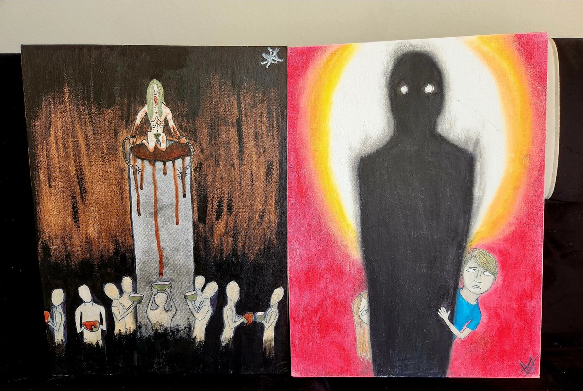 Sugi138666's tweet photo. Random art dump over past few months. 

#ArtistOnTwitter #art #paintings #goths #alternative #disturbing https://t.co/l1mXf1A4Fc