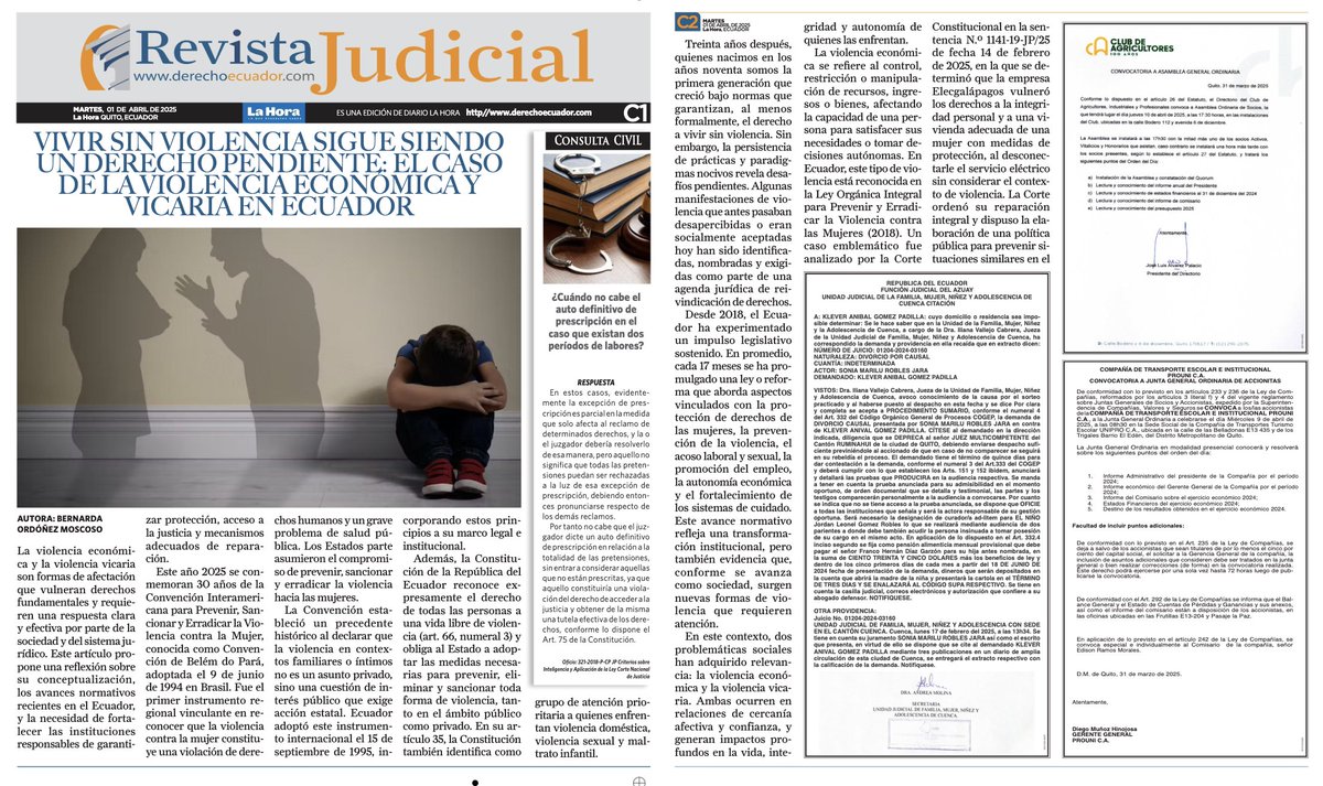📰 "Vivir sin violencia sigue siendo un derecho pendiente: el caso de la violencia económica y vicaria en Ecuador" 🇪🇨

Lee el artículo completo ➡️ 

derechoecuador.com/vivir-sin-viol…