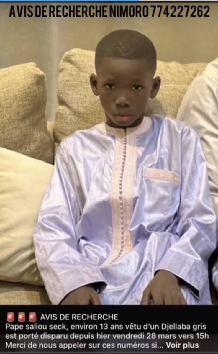 yanks_free's tweet photo. Assalamou aleykoum wa rahmatulah 
Nous arrivons pas à retrouver Mon neveu Pape saliou Seck perdu de vue depuis vendredi dernier.
Aidez nous à le retrouver svp 
Retweet apprécié https://t.co/fNRLGG6jlW