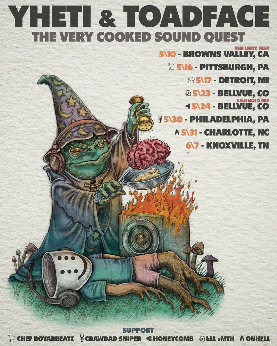 I always love working on art with the supremely talented Alex Buchanan. I think this is definitely one of our strongest collaborations! Also, if you're in any of these areas, definitely check out Yheti and Toadface. Can confirm that they are beyond dedicated to their craft!