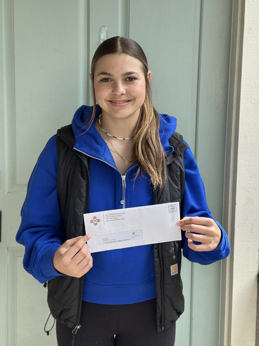 Bella Jurek (@bellajurek2027) on Twitter photo Always a good day when you get mail and on your birthday!!! Thank you <a href="/NMStateSoftball/">NM State Softball</a> Coach Kathy Rodolph <a href="/catheifner/">cat heifner</a> <a href="/CoachBHiggs/">Benet Higgs</a> #AggieUp Always a good day when you get mail and on your birthday!!! Thank you <a href="/NMStateSoftball/">NM State Softball</a> Coach Kathy Rodolph <a href="/catheifner/">cat heifner</a> <a href="/CoachBHiggs/">Benet Higgs</a> #AggieUp