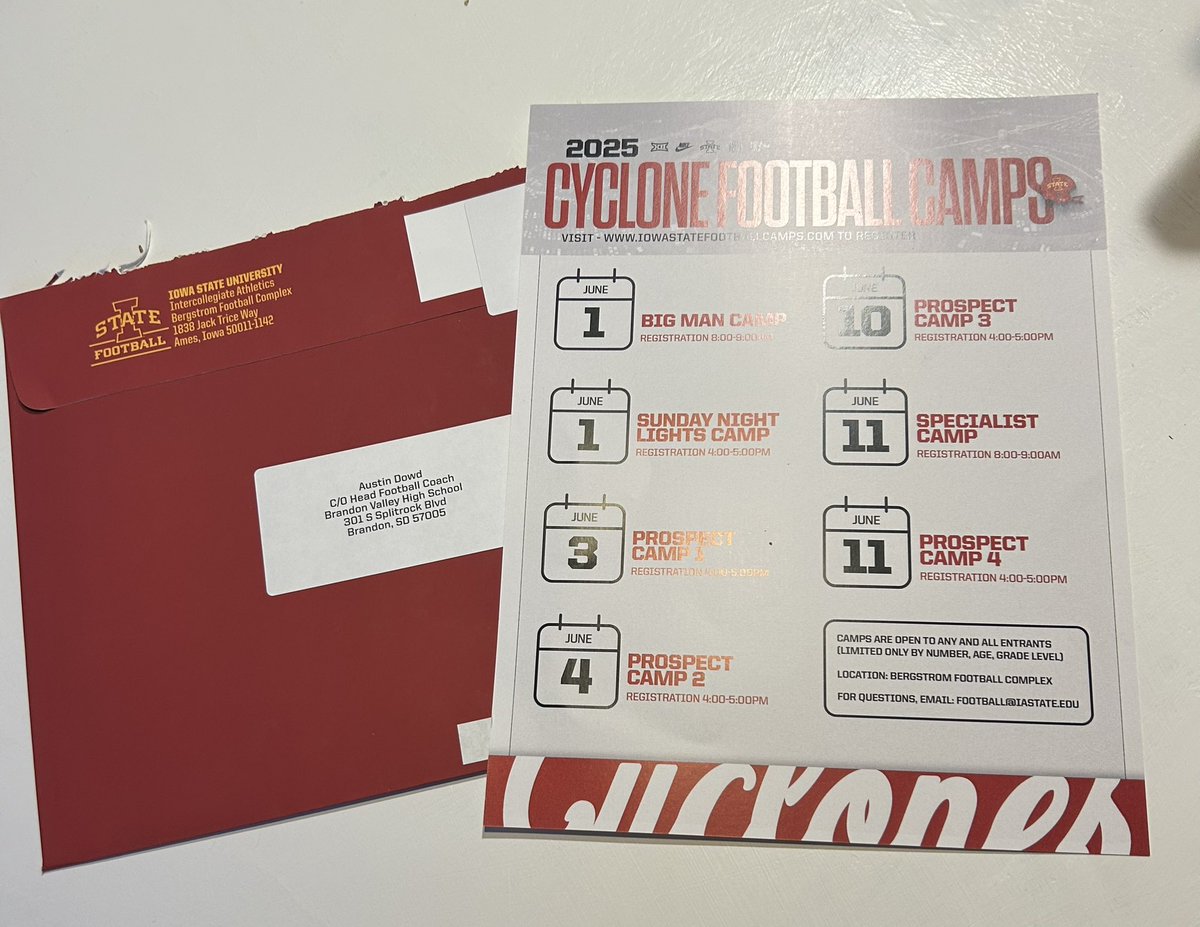 Thank you <a href="/ISUMattCampbell/">Matt Campbell</a> for the invite! <a href="/bvhsfootball/">BV Lynx Football</a> <a href="/CycloneFB/">Iowa State Football</a> <a href="/T_Mouser/">Taylor Mouser</a> <a href="/mchristensenbv/">Matt Christensen</a>