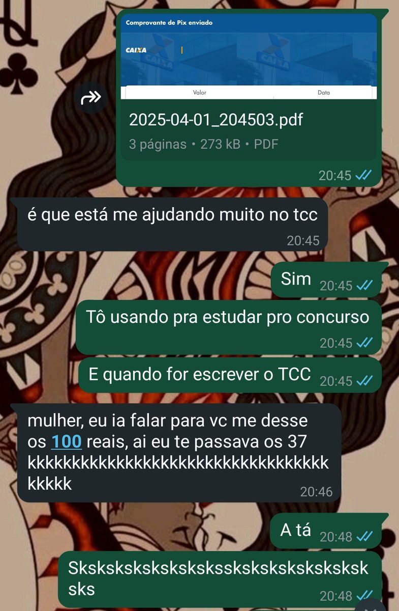 Roberta22787076's tweet photo. Japa me devia 100 pra mim,
Eu devia 62 e um quebrados pra ela,
Eu faço a conta pra ela pagar a diferença,
E por fim eu paguei ela 🤡 https://t.co/VODv661vfk