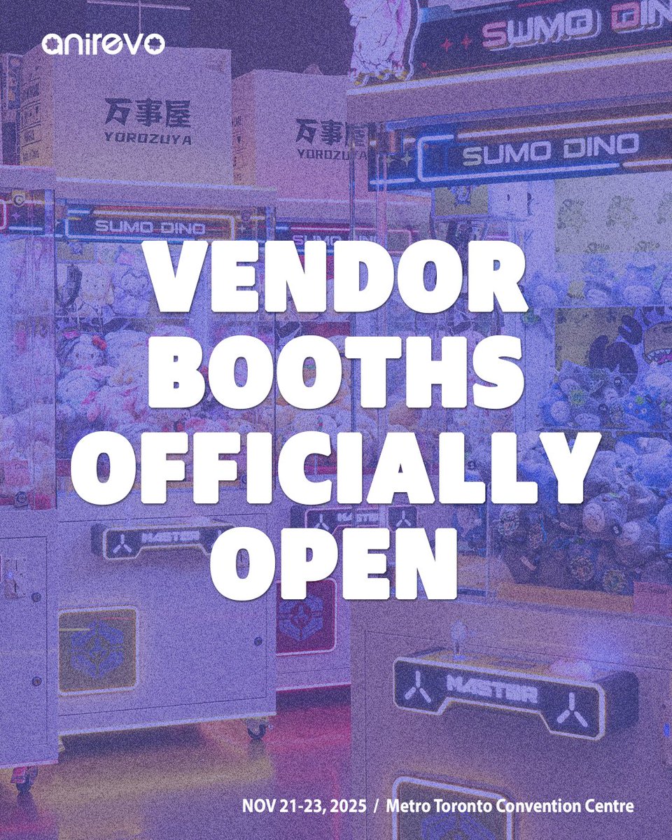 AnirevoToronto's tweet image. Vendor Booths are NOW OPEN for Anirevo Toronto! Perfect for merch, products, services, or marketing. Are you an artist? Join our Artist Alley list instead. Secure your spot today!
anirevo-toronto.eventix.app/?exhibitors
#AnirevoToronto #VendorLife