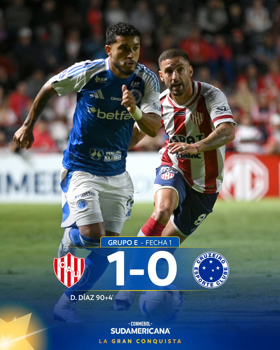 Sudamericana's tweet photo. 💪👏 ¡Lo ganó en la última!

Por la Fecha 1, @clubaunion 🇦🇷 superó a @Cruzeiro 🇧🇷 en el estreno en la CONMEBOL #Sudamericana 🏆

#LaGranConquista https://t.co/qxxzjMrcZX