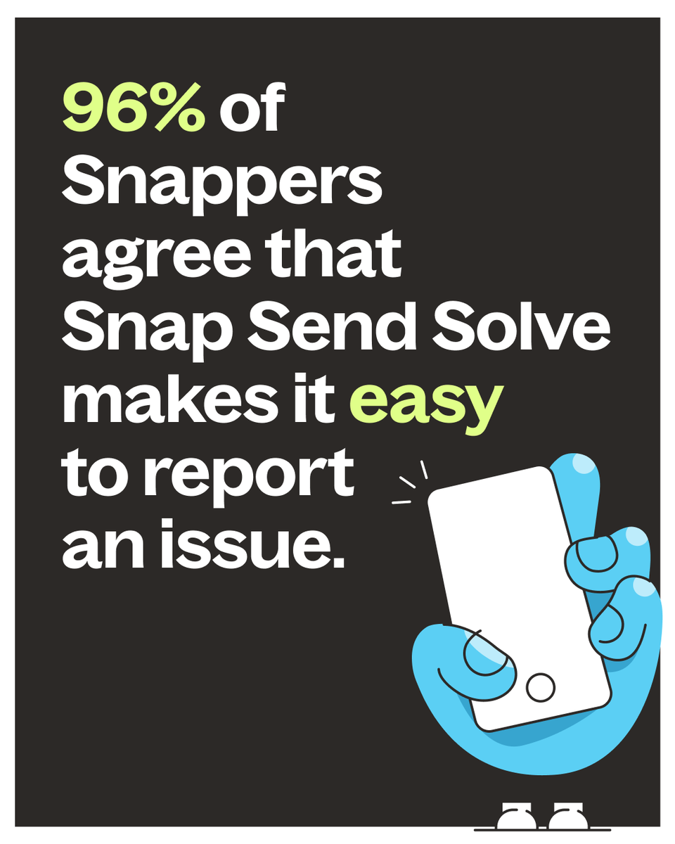 SnapSendSolve's tweet image. Big things happen when communities come together—just ask the 96% of Snappers who agree that Snap Send Solve makes it easy to report local issues! 👏

#SnapSendSolve #CommunityWins #LocalLegends