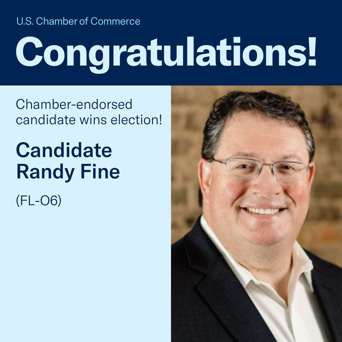 U.S. Chamber Action (@uschamberaction) on Twitter photo Congratulations, <a href="/VoteRandyFine/">Randy Fine</a>, on your win in FL-06. We look forward to working with you!
More here: uschamber.com/improving-gove… Congratulations, <a href="/VoteRandyFine/">Randy Fine</a>, on your win in FL-06. We look forward to working with you!
More here: uschamber.com/improving-gove…