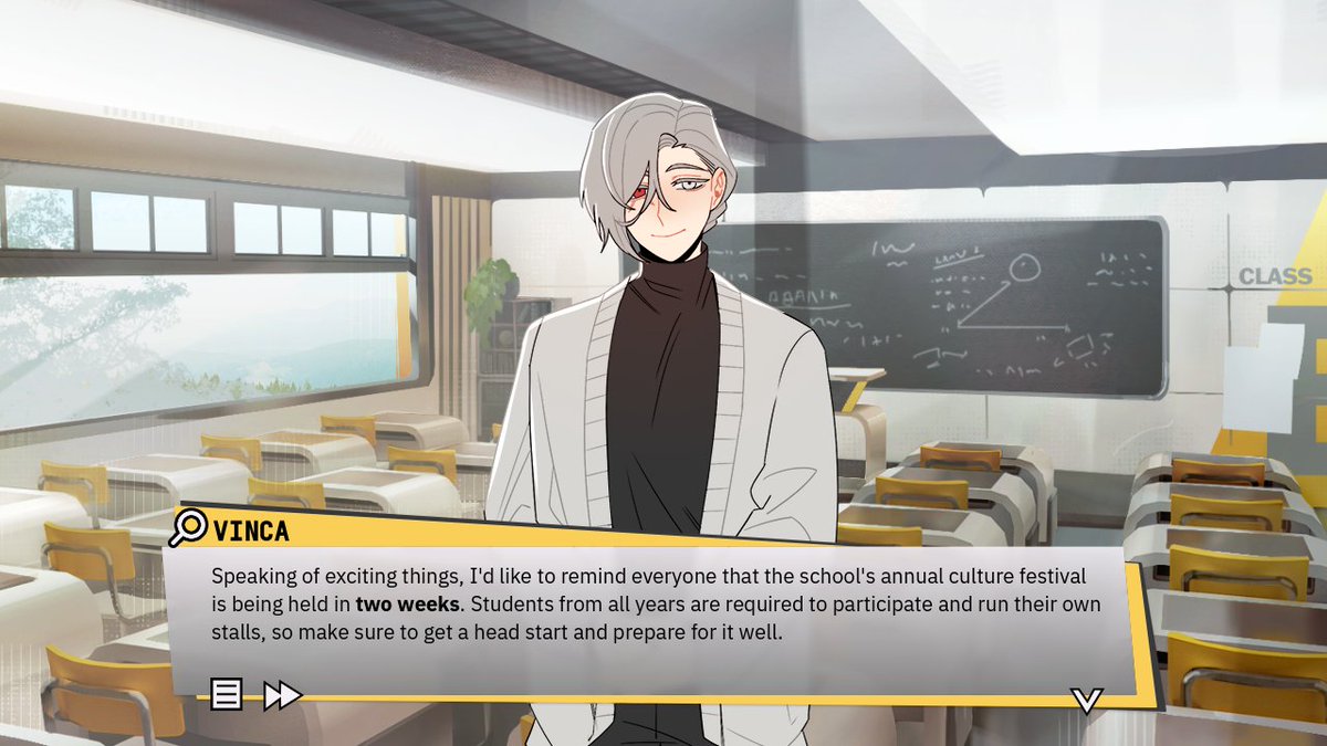 voxenfelle's tweet image. [✨GAME RELEASE✨]

Happy April Fools, except this one isn&apos;t a joke! 

Help students build stalls and prepare for the school festival in Voxenfelle Academy: School Festival Diary. Featuring 46 CGs, 7 minigames, and 2-4 hours of playtime!

DOWNLOAD: shuttlefrog.itch.io/vfasfd #vfasfd