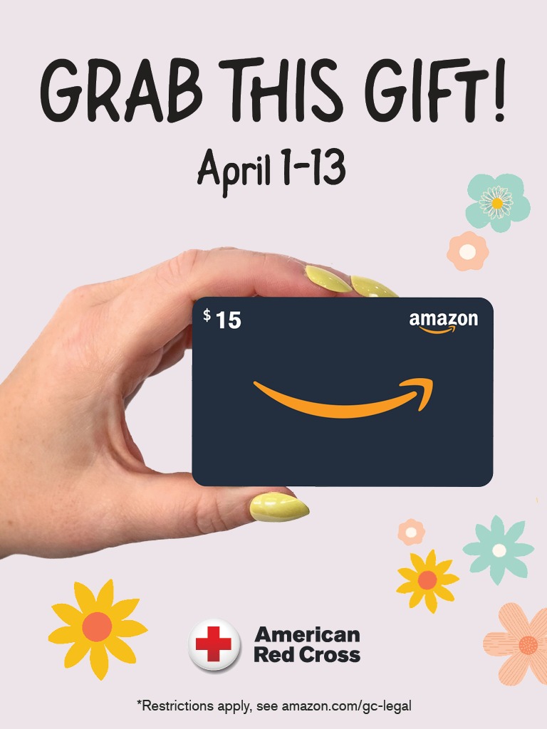 Help hope bloom this spring by giving blood. Come to give April 1-13 and we'll say thanks with a $15 Amazon.com Gift Card by email. PLUS get a chance at scoring a $5K gift card when you come give in April. (3 winners!)
Book: lnkd.in/eHZYjUU6 (T&amp;C; other entry)