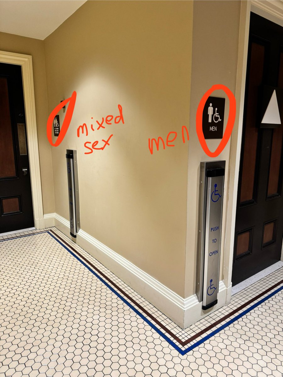 WomenAreReals's tweet photo. Every time I’m at the CA Capitol, I’m furious all over again about losing the women’s restroom.

Men keep theirs, but ours is now “all gender.” The only women’s room is now way across the building, far from the hearing rooms. How is that fair? https://t.co/M4gNGCEPpX