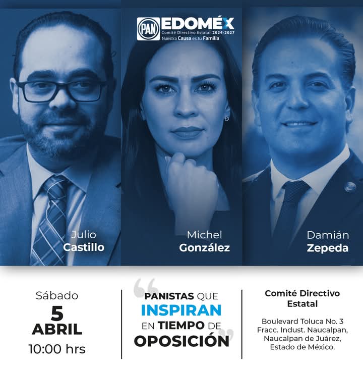 PAN EDOMEX (@pan_edomex) on Twitter photo Recuerda que el próximo sábado 5 de abril tenemos una cita en el foro "Panistas que inspiran en tiempo de oposición".
La Secretaría de Formación y Capacitación y el Comité Directivo Estatal invitan. ¡Te esperamos! 💙
#NuestraCausaEsTuFamilia
<a href="/gerardo_lamas/">Gerardo Lamas Pombo</a> Recuerda que el próximo sábado 5 de abril tenemos una cita en el foro "Panistas que inspiran en tiempo de oposición".
La Secretaría de Formación y Capacitación y el Comité Directivo Estatal invitan. ¡Te esperamos! 💙
#NuestraCausaEsTuFamilia
<a href="/gerardo_lamas/">Gerardo Lamas Pombo</a>