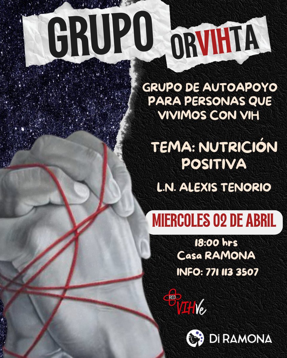 🔺En nuestro círculo de personas que viven con #VIH 

🔺También mañana se hablara con el L.N Alexis Tenorio sobre Nutrición Positiva! 

🔺Habrá link de zoom para aquelles que quieran asistir a distancia