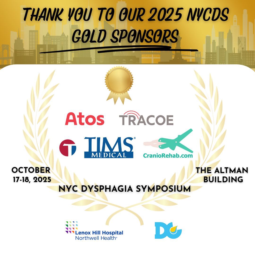 Dysphagia Cafe (@dysphagiacafe) on Twitter photo Thank you to the NYC Dysphagia Symposium Gold Sponsors: <a href="/AtosMedicalDE/">AtosMedical</a> <a href="/TIMSMedical/">TIMS Medical</a> <a href="/craniorehab/">CranioRehab.com</a>
Thank you for your continued support for Dysphagia education. Canβt wait to see you all in the big π in October!
#dysphagia #disfagia #medslp #nycds2025 Thank you to the NYC Dysphagia Symposium Gold Sponsors: <a href="/AtosMedicalDE/">AtosMedical</a> <a href="/TIMSMedical/">TIMS Medical</a> <a href="/craniorehab/">CranioRehab.com</a>
Thank you for your continued support for Dysphagia education. Canβt wait to see you all in the big π in October!
#dysphagia #disfagia #medslp #nycds2025