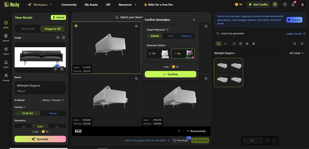 Observe61128581's tweet photo. AI Starter Kit course:
As an architect, we always look for the fastest way to create models and in the revolution of AI era, I've used Meshy- AI online tool- to create a 3d model for a furniture piece from an image based prompt. 
#ALX_AI #Meshy https://t.co/AOARtNvM37